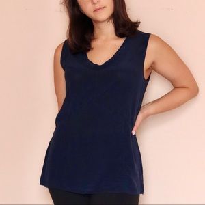TORY BURCH Silk Tank Top Sleeveless Navy Blue 10